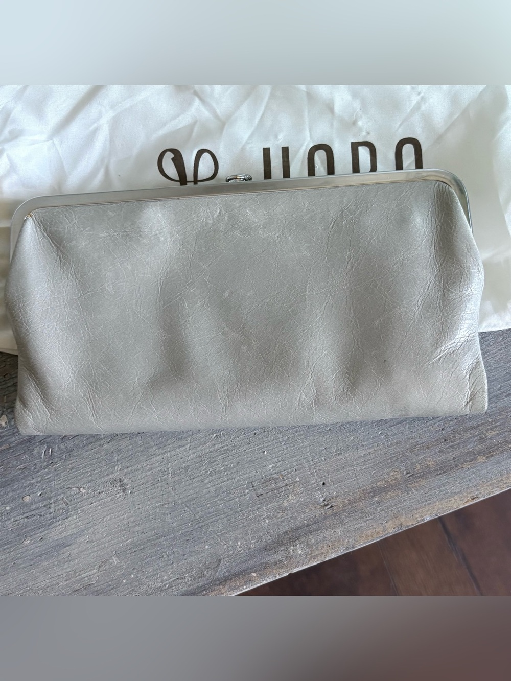 HOBO brand Neutral Gray Leather Clutch Wallet
